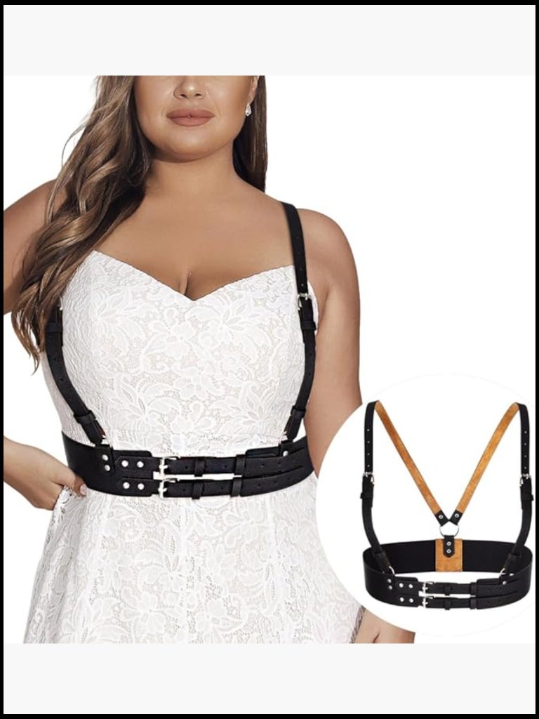 Wide Waist Harness Belt Pu Faux Leather Punk Gothic Strappy Waist Cincher Rave